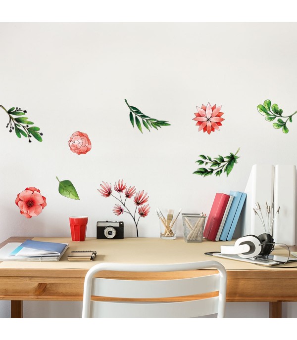 Wall Sticker Foral Leaves Pattern Rustic Wall Decor