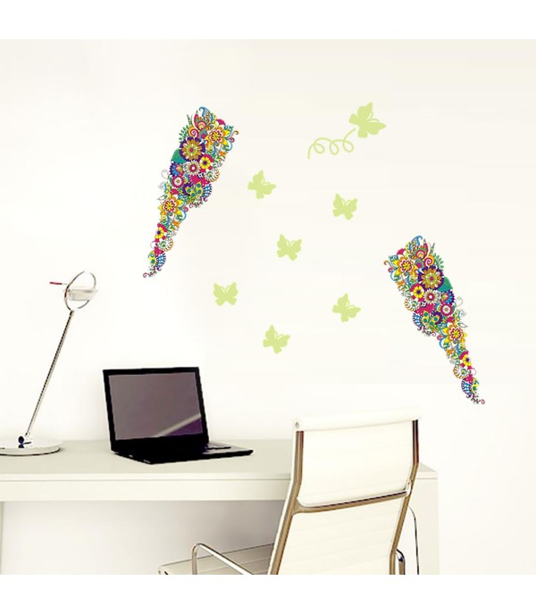 One Piece Wall Sticker Creative Flower Stick Butterfly Pattern Wallpaper