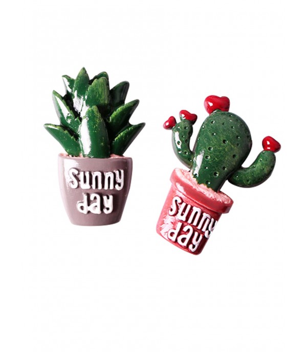 2 Pcs Fridge Sticker Cartoon Cactus Pattern Home Magnetic Sticker