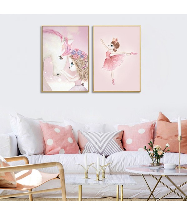 Living Room Decorative Painting Nordic Style Miss Rabbit  Prince Charming Wall Paintings,Without Frames