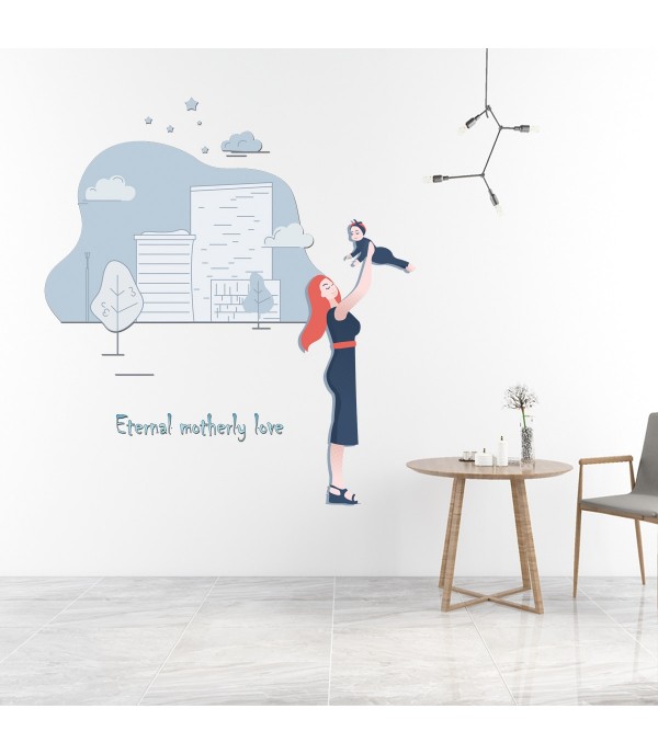 1Pc Wall Sticker Mother And Kid Pattern Creative Living Room Decorative Sticker