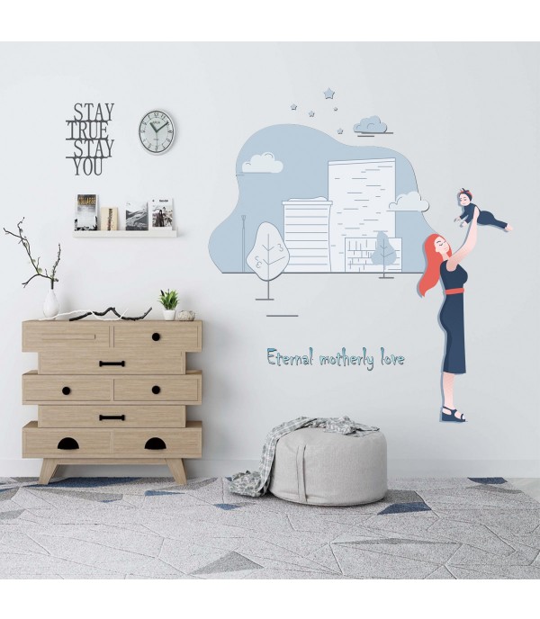 1Pc Wall Sticker Mother And Kid Pattern Creative Living Room Decorative Sticker