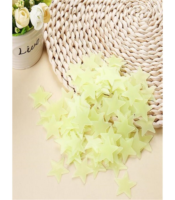 100 Pcs Home Decorative Stickers Luminous Five-Pointed Star Wall Stickers