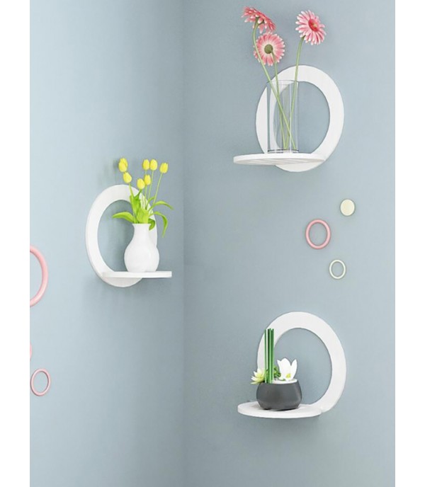 1Pc Suction Cup Round Wall Shelf Simple Style Succulents Flowerpot Rack Home Wall Decoration