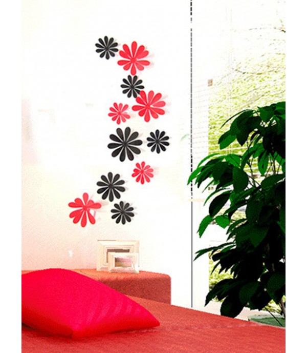 12Pcs Wall Stickers Creative Home 3D Flower Decorative Stickers
