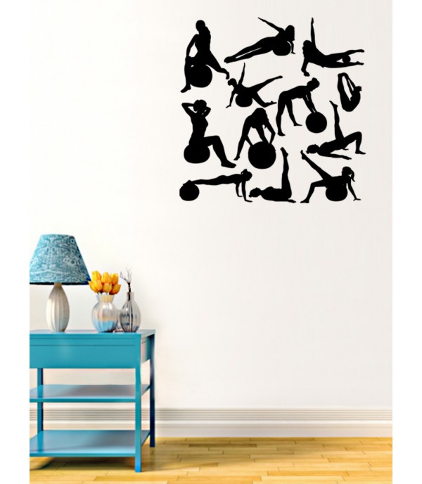 Wall Sticker Brief Playing Girls Design Waterproof Removable Wall Decal