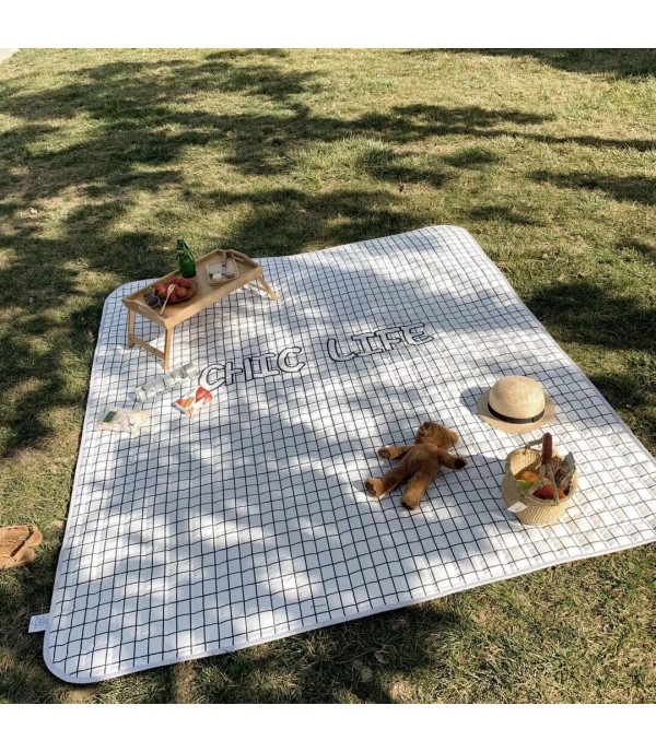 Mat Outdoor Portable Thickened Plaid Pattern Mat