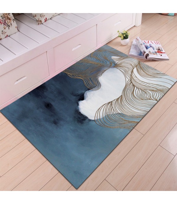 1 Piece Rug Soft Rectangle Ink Painting Print Wearable Simple Rug