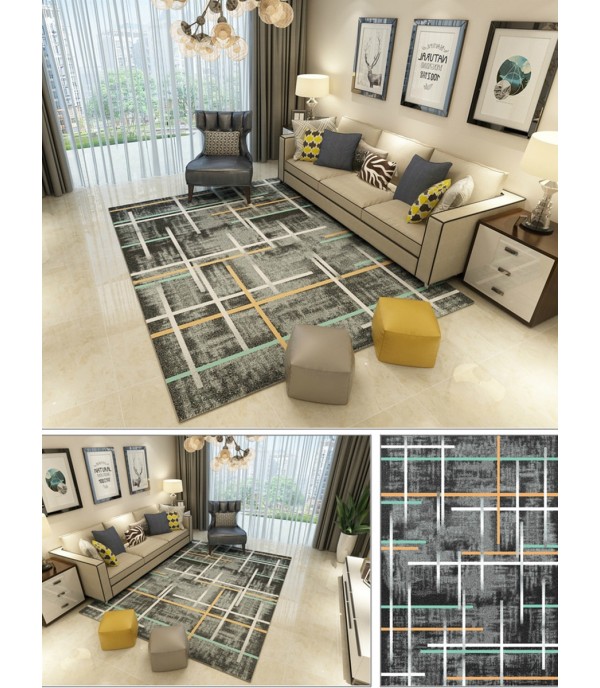 Soft Floor Mat Modern Style Colorful Stripes Living Room Bedroom Bedside Carpet