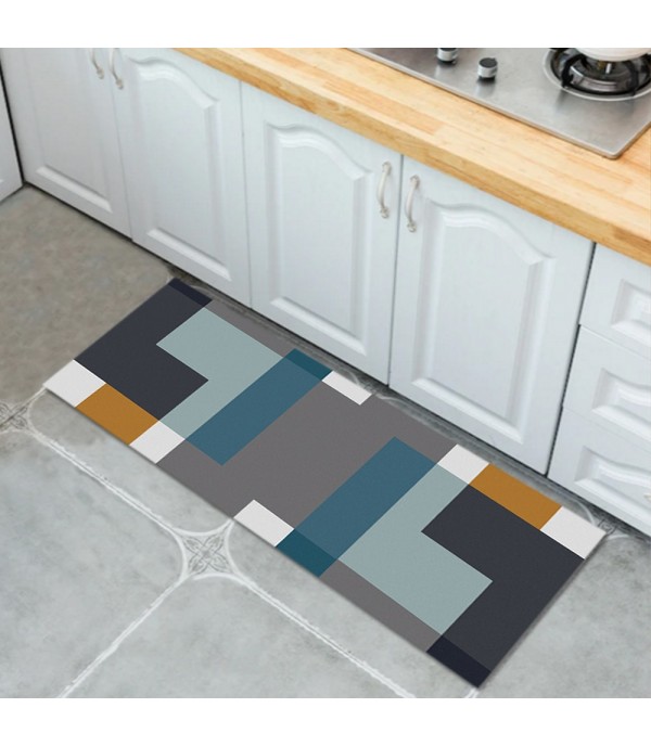 Kitchen Floor Carpet Super Soft Fashion Color Blocks Anti-Slip Rectangle Floor Mat