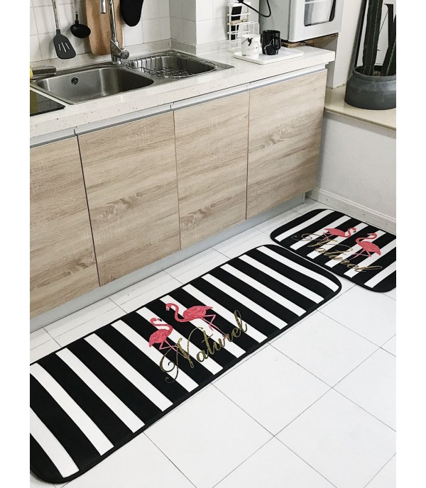 1Pc Home Floor Mat Modern Simple Flamingo Pattern Water Absorbent Mat