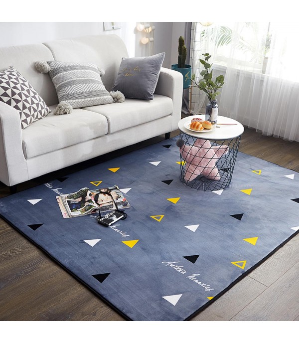 1Pc Flannel Floor Mat Triangle Printed Anti-Slip Living Room Sofa Rug Bedroom Carpet