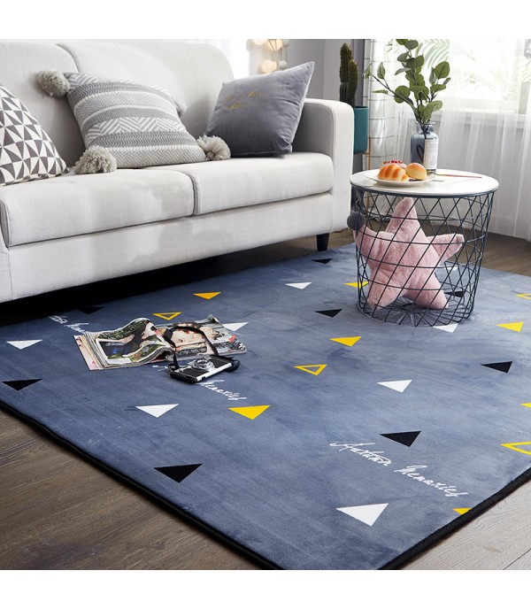1Pc Flannel Floor Mat Triangle Printed Anti-Slip Living Room Sofa Rug Bedroom Carpet