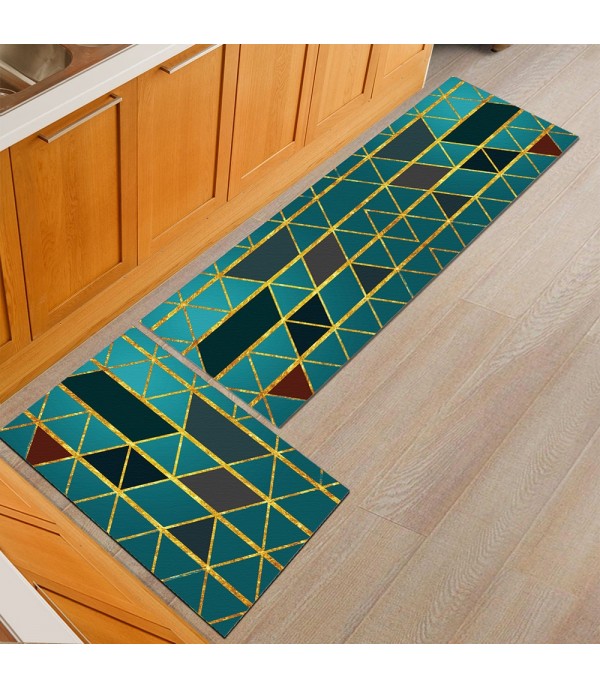 Soft Floor Mat Modern Style Geometry Printed Anti-Slip Home Kitchen Bathroom Carpet