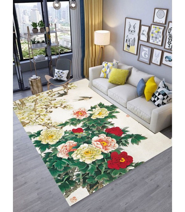 Floor Mat 3D Design Flower Pattern Living Room Decorative Mat