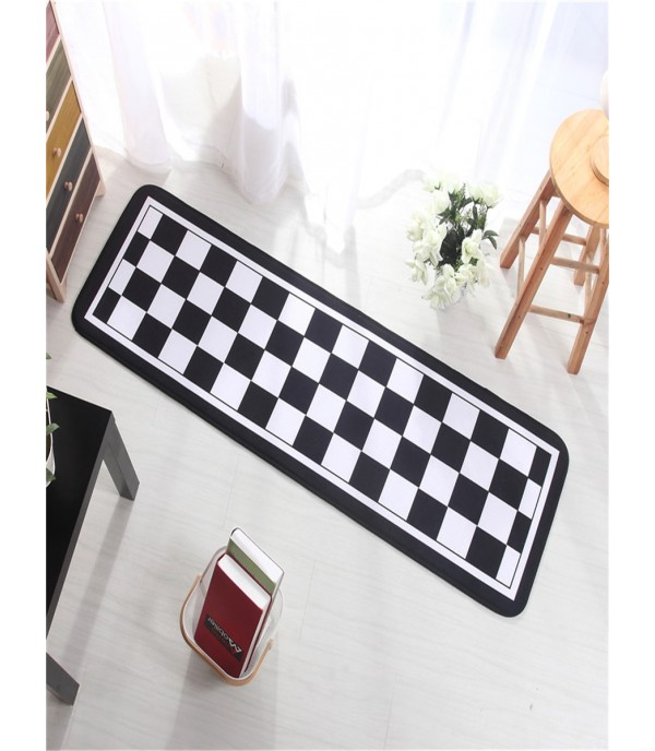 Home Floor Mat Modern Simple Style Checkered Non-slip Rectangle Mat