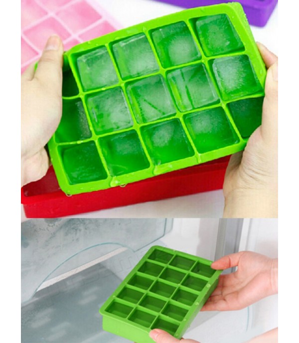 1Pc DIY Big Ice Cube Mold Square Shape Silicone Ice Tray Fruit Ice Cube Maker