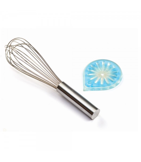 2-Piece Set Stainless Steel Egg Beater and Egg Beater Scraper Set Useful Convenient Kitchen Utility
