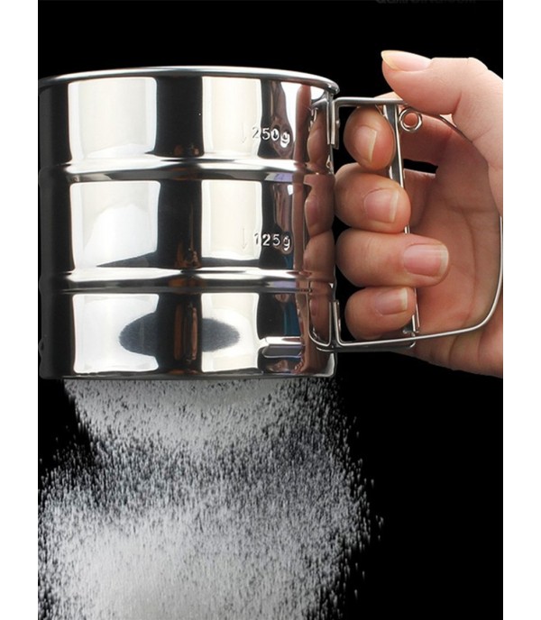 Baking Stainless Steel Shaker Sieve Cup Flour Sifter with Measuring Scale