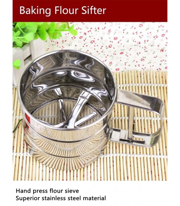 Baking Stainless Steel Shaker Sieve Cup Flour Sifter with Measuring Scale