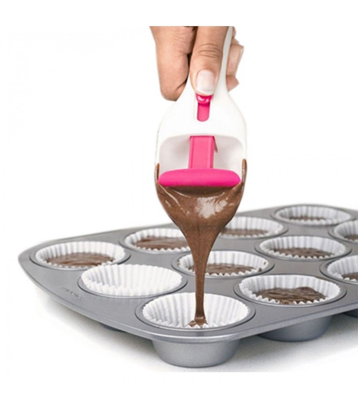 DIDnDID Cake Batter Dispensing Spoon One Touch Slide Button Cupcake Scoop  Kitchen Flour Dispenser Spoon DIY Cupcake Batter Spoon, Home Batter