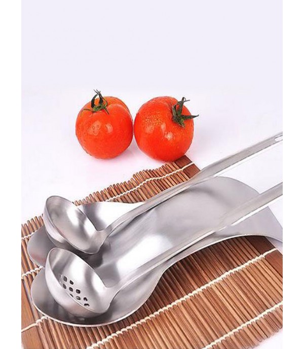 1Pc Kitchen Soup Spoons Holder Stainless Steel Double Standing Scoop Holder