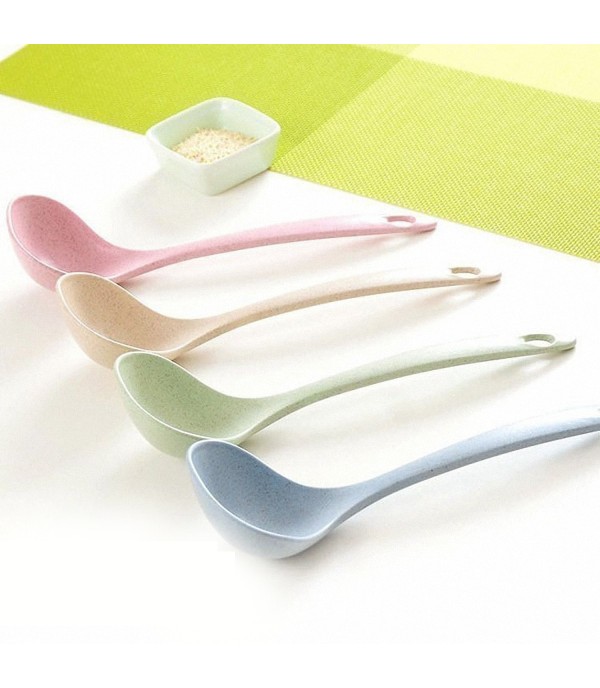 1Pc Spoon Candy Color Long Handle Wheat Straw Spoon
