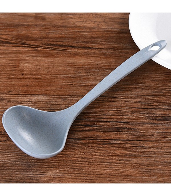 1Pc Spoon Candy Color Long Handle Wheat Straw Spoon