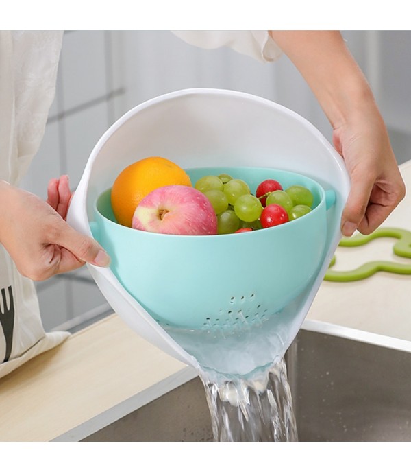 1 Pc Kitchen Drain Basket Two Layer Home Use Vegetable Fruit Washing Basket